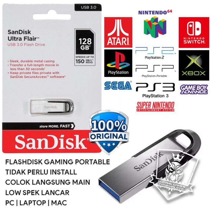 MUMPUNG PROMO Flashdisk Gaming Portable - 128 GB - Full Games - Tanpa Stik TERLARIS
