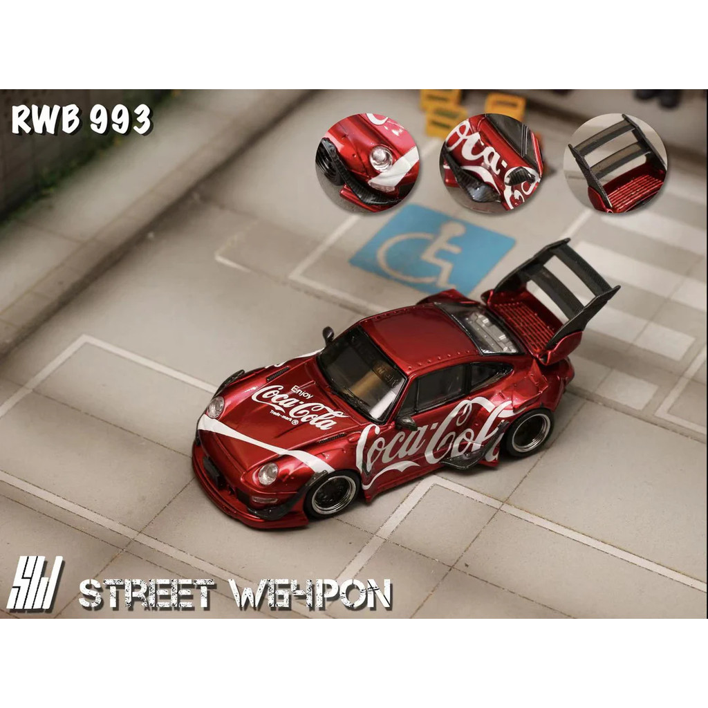 STREET WARRIOR PORSCHE RWB 993 COCA COLA LIVERY DUCKTAIL DIECAST