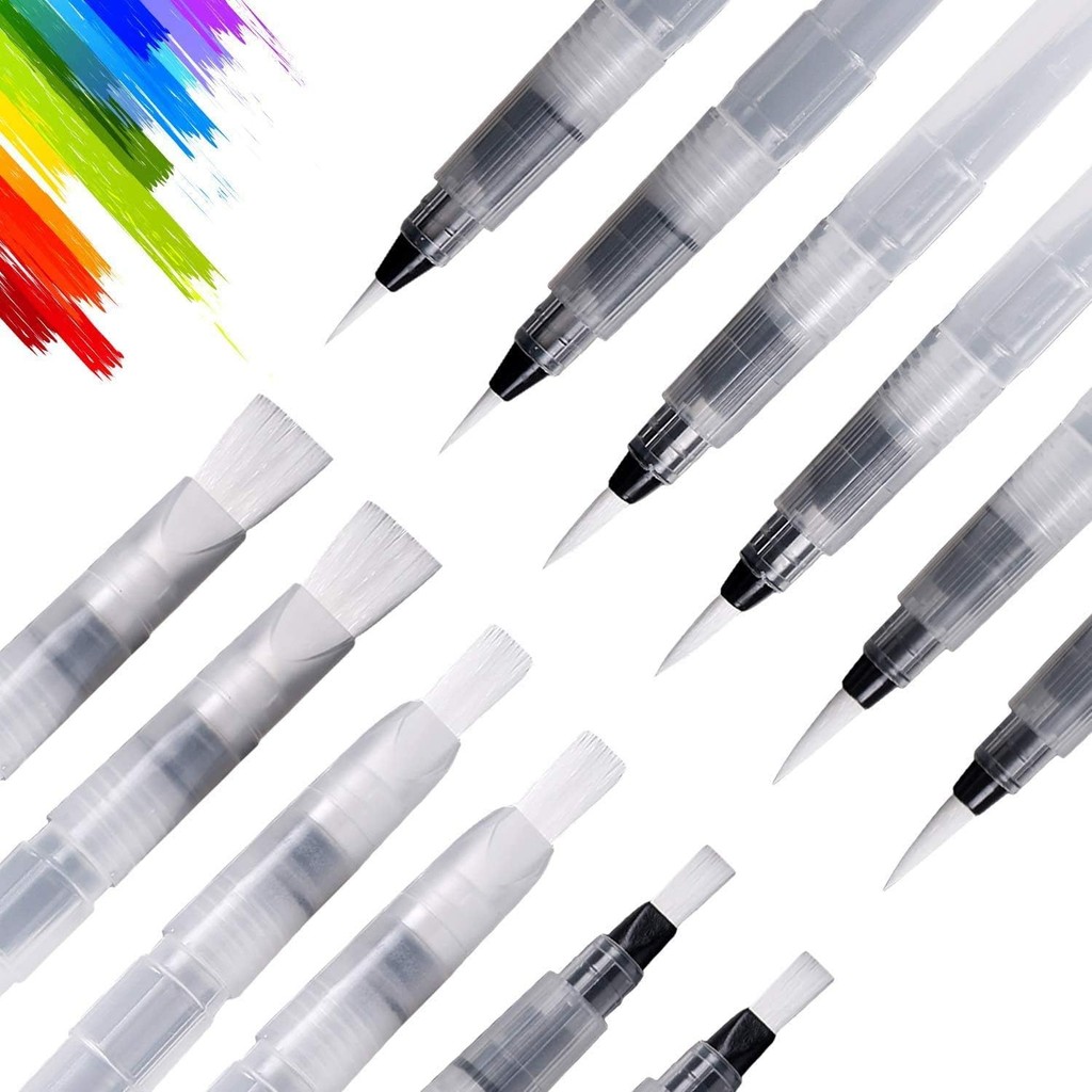 

12pcs Watercolor Brush Pens, Premium Water Brush Pen Leakproof With Assorted Tips Water Brush Pens For Watercolor Refillable
