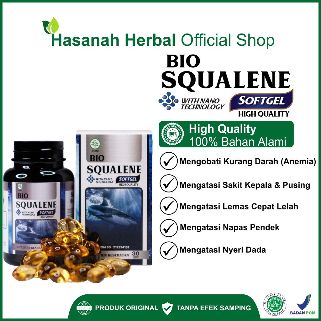 

Bio Squalene Obat Kurang Darah Atau Anemia Mengatasi Pusing Sakit Kepala Lemas Cepat Lelah Nyeri dada Asli 100% Herbal Alami