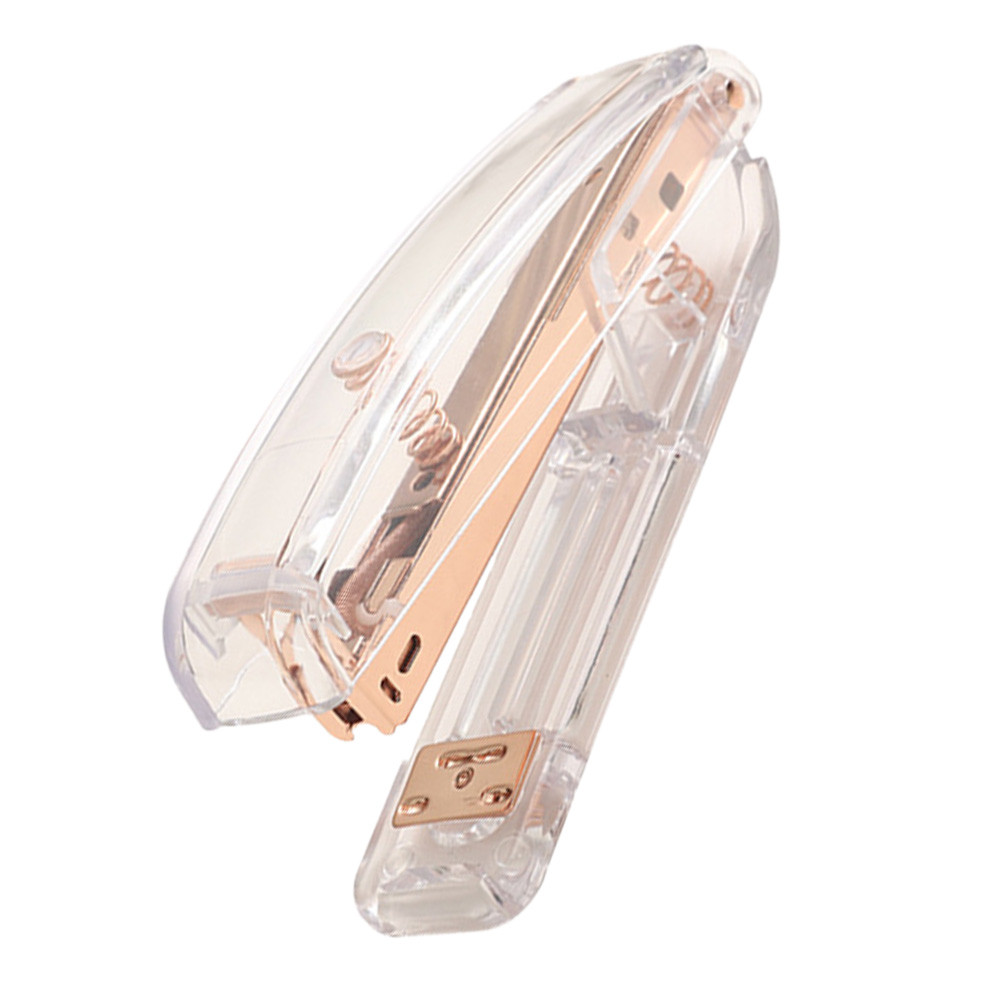 

Rose Gold Stapler Book Cases File Binding Machine Desktop Office Supplies Student Clear