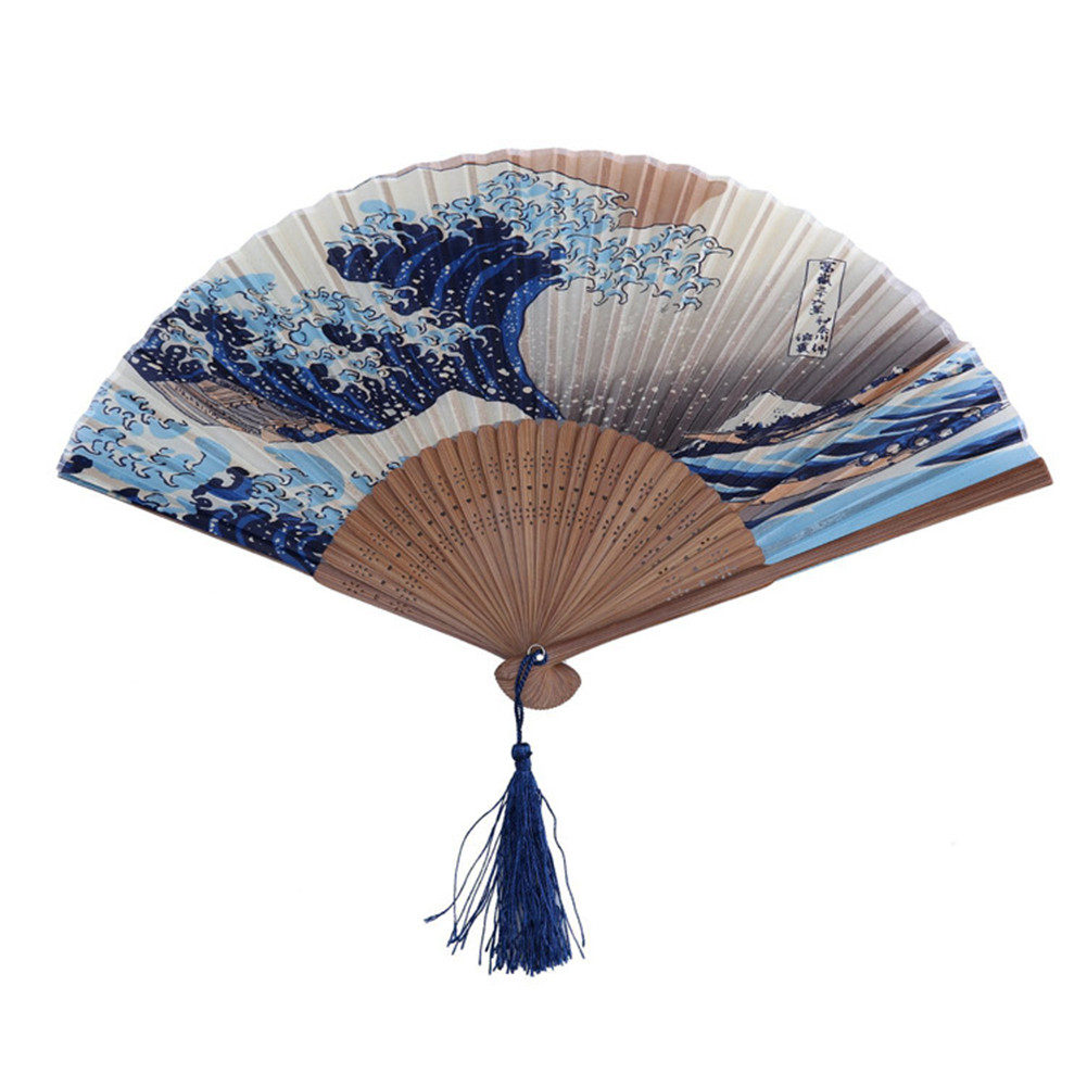 

Vinatge Wave Fan Portable Folding Fan Pocket Fan For Wedding Party Decoration Dancing Performances Gifts