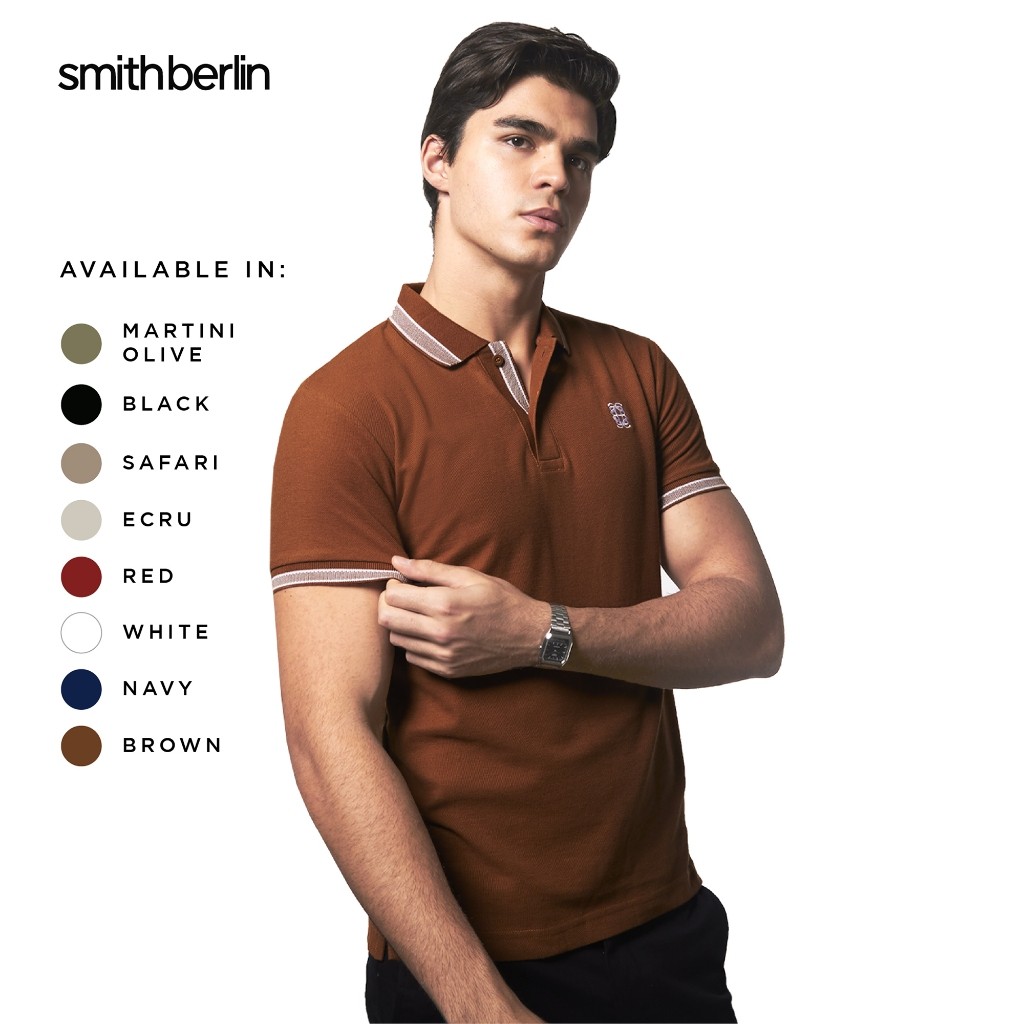 Smith Berlin Kaos Polo Pria Lengan Pendek Pierre Slim Fit Katun Premium Kaos Polo Kerah Motif Nyaman