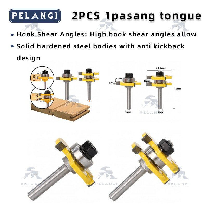1/4 mata router profil sambungan kayu panel pintu slot set Tongue & Groove As 6mm Mata profil kayu 8