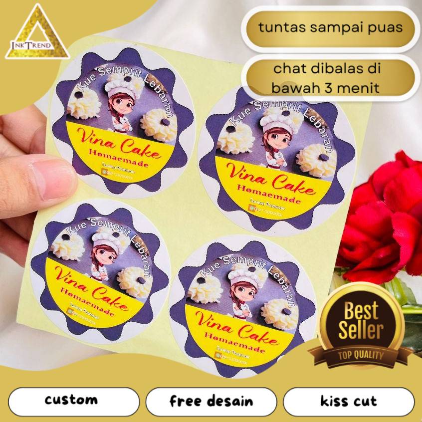 

INKA 5-8 Sticker Label Toples Kue Edisi Cookies Lebaran Stiker Free Desain Custom Nama Sedang