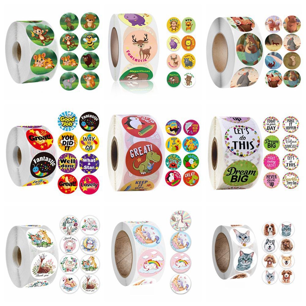 

500pcs Teacher Reward Stickers for Kids Children Kindergarten School Encouragement Students Games Toy Animals Stationery Sticker