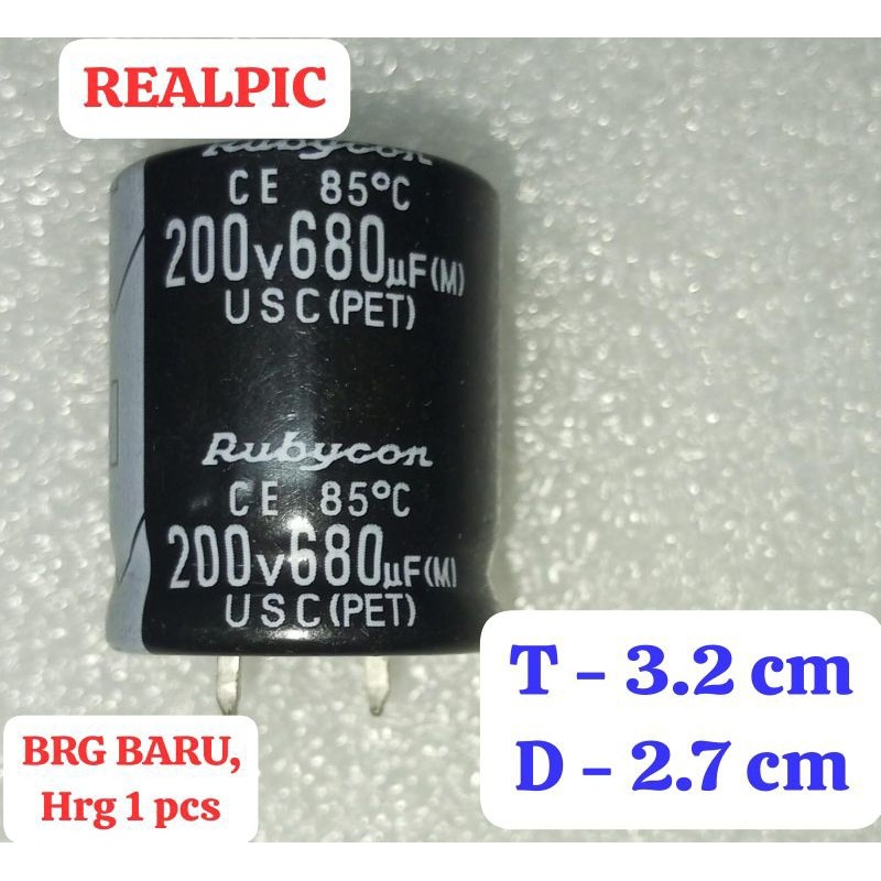 Hrg 1 pcs ELCO 680uf 200V ORIGINAL RUBYCON 680uf200v 680mk200v 680mikro200v 680mk ELKO EKO ECO CAPAS