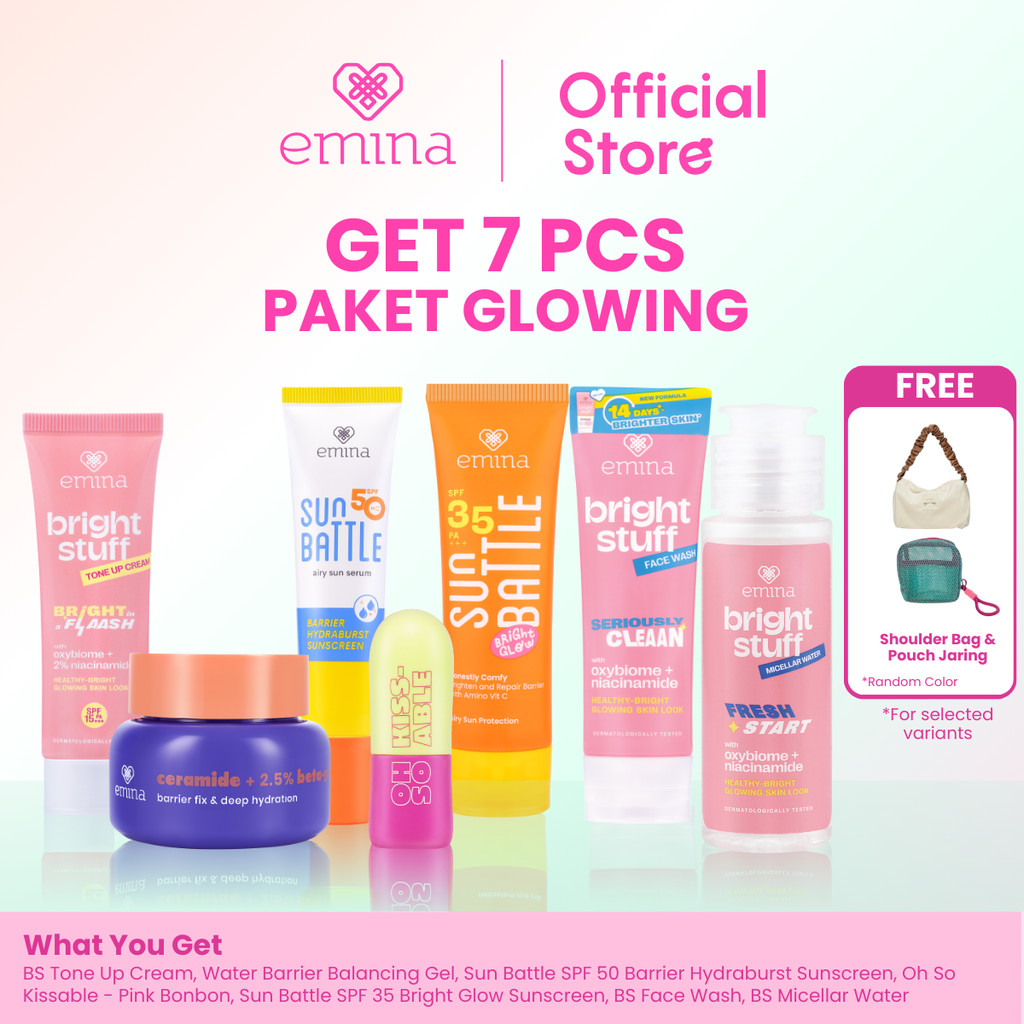 [Paket Glowing] Emina Get 7 - Glowing Set - Skin Barrier- Moisturizer, Face Wash, Sunscreen, Micella