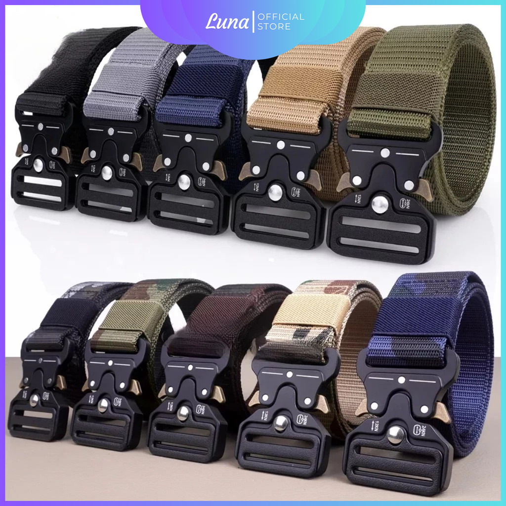 Ikat Pinggang Pria Military Tactical Sabuk Pria Metal Fast Unlock Men Belt Nylon Sabuk Militer