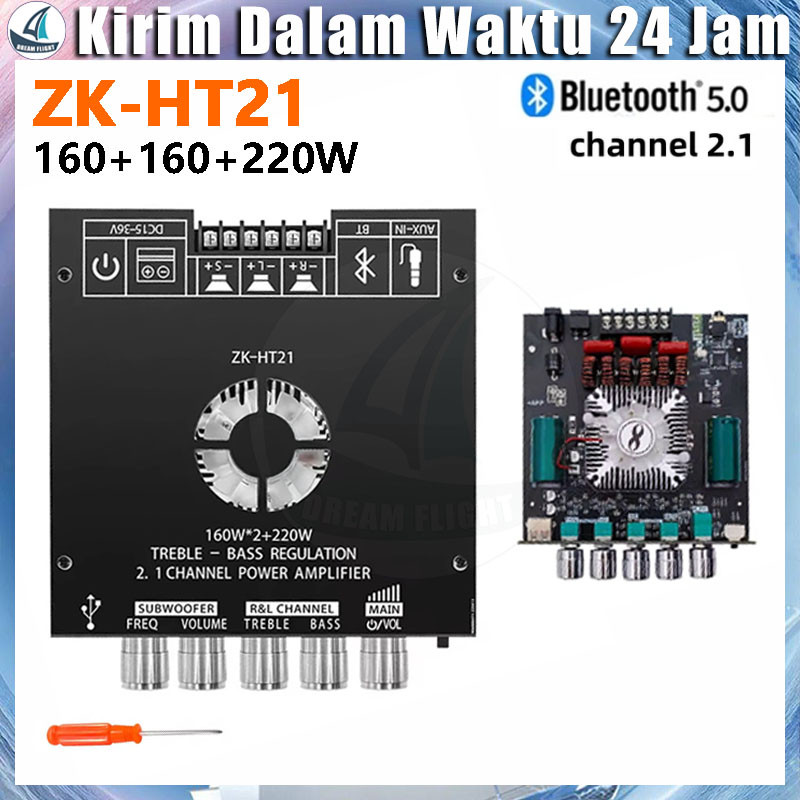 Stok SiapZK-HT21 Bluetooth Digital Power Amplifier Amplifier 2.1 Channel Bluetooth Modul Daya