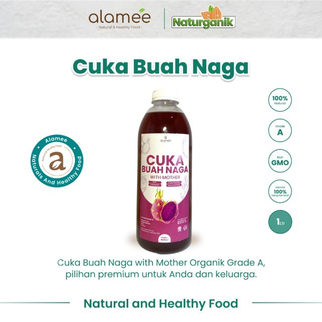 

ALAMEE Cuka Buah Naga Organik Dragon Fruit Cider Vinegar With Mother Fermentasi Probiotik 1000ml Naturganik