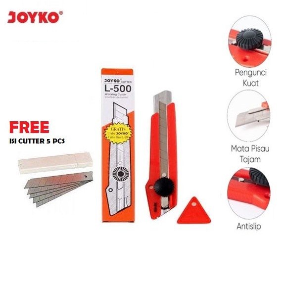 

Cutter Joyko L500 Pisau Cuter Besar dengan Refil Kater