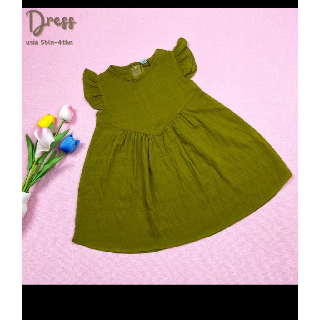 LITTLE BARI - Kelvin Kids - MOSS GREEN - Baju Anak Perempuan Umur 1-4 tahun