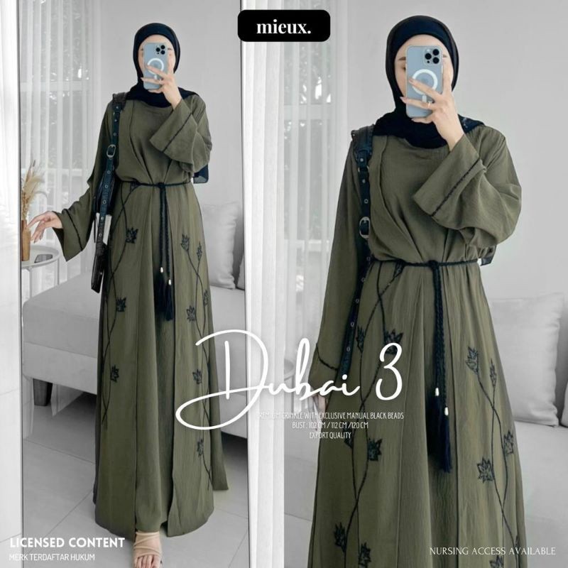 DUBAI ABAYA 1 2& 3 4 Airflow Crinkle Import Original Mieux