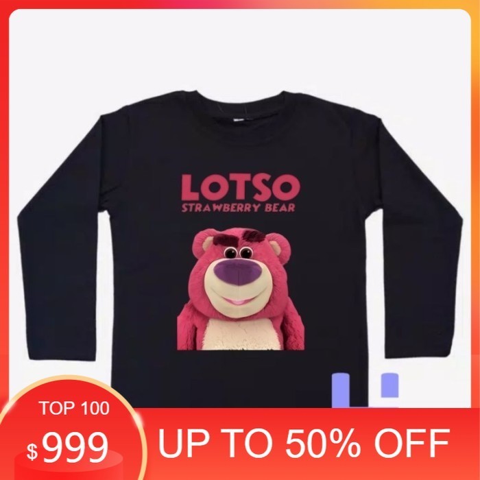 BAJU ANAK KAOS ANAK LOTSO TOY STORY LENGAN PANJANG - Hitam, S