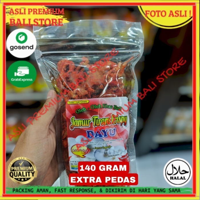 

OLEH OLEH MAKANAN CEMILAN CAMILAN SNACK KULINER KHAS ASLI ORI ORIGINAL BALI KERIPIK KRIPIK JAMUR TIRAM CRISPY EXTRA PEDAS 140 GRAM GR