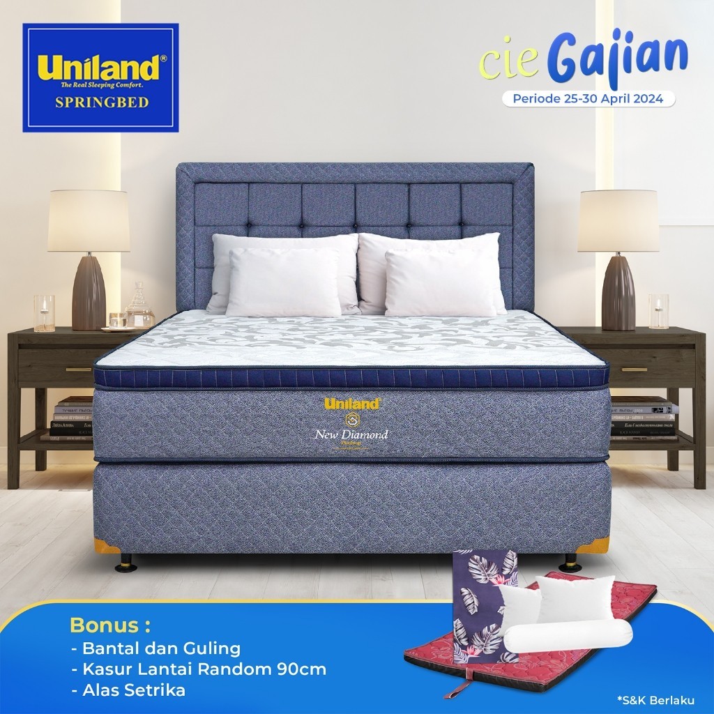 Uniland Springbed New Diamond Plushtop - Kasur Springbed Fullset