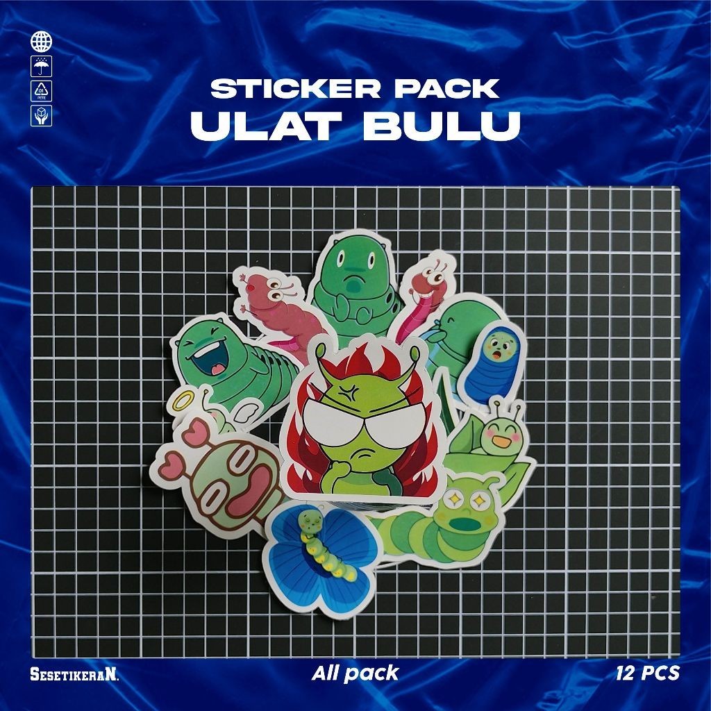 

COD✨ Sesetikeran Stiker Pack Ulat Bulu Lucu Untuk Koper Laptop Skateboard