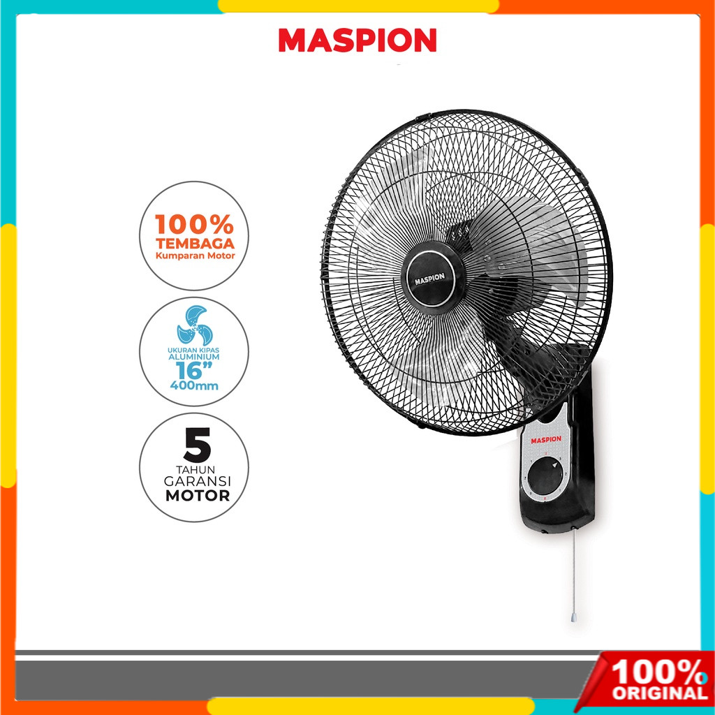 Kipas Angin Dinding Besi Maspion Mwf1609k / Wall Fan Maspion MWF 1609K