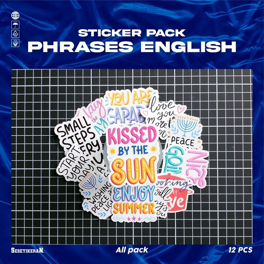 

COD✨ Sesetikeran Stiker Pack Phrases Bahasa Inggris Keren Untuk Koper Laptop Skateboard