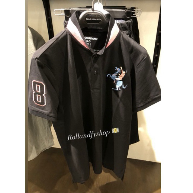 PROMO CUCI GUDANG POLO SHIRT MENS GIORDANO 3D SIGNATURE BLACK NAPOLEON ORIGINAL | KAOS POLO 3D NAPOL