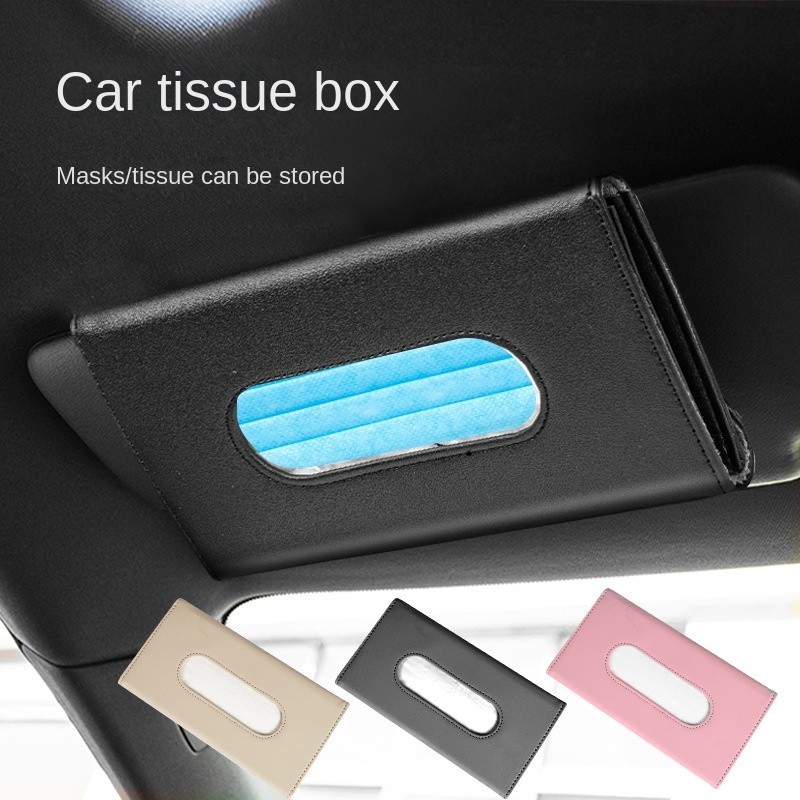 Car Tissue Box Car Sun Visor Tissue Box Holder Auto Interior Storage Mask Storage Box Decoration For