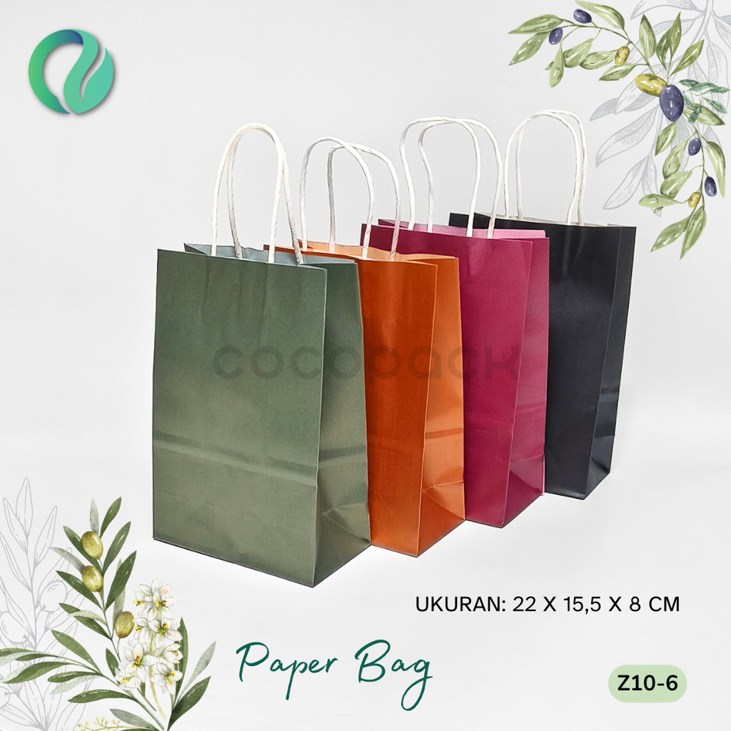 

(6 PCS) Paper Bag Polos Special Color Gift Souvenir Tas Kado Goodie Bag 15,5x8x22cm