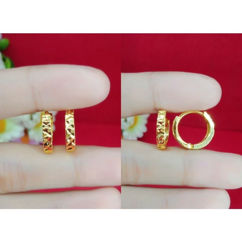 emas muda anting jepit wanita dewasa aksesoris perhiasan emas muda kadar rendah emas muda kadar 35% 