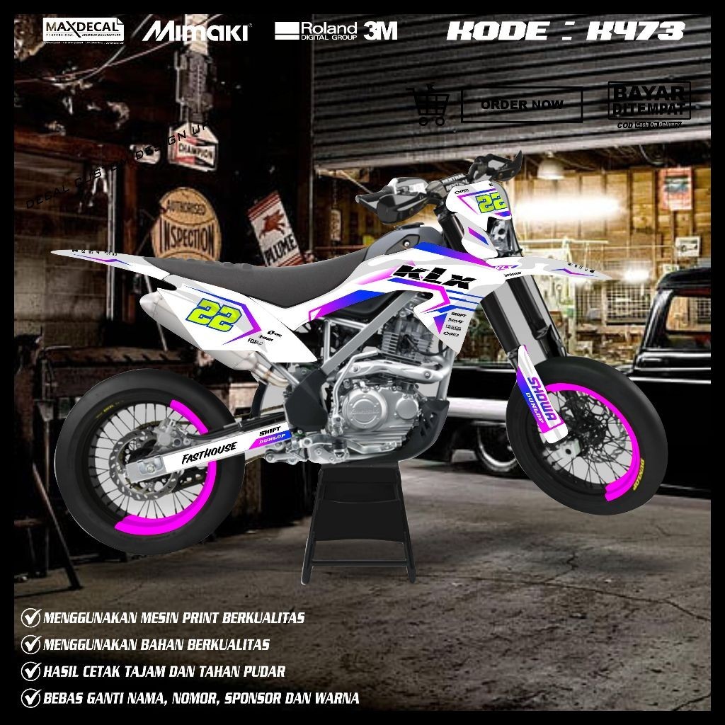 DECAL KLX BF 150 / DTRAKER 150 BEBAS DESAIN Decal Supergloss - Hologram KLX BF Dtracker