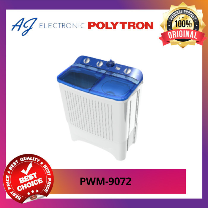MESIN CUCI POLYTRON PWM-9072 / PWM9072 , MESIN CUCI 2 TABUNG 9 KG