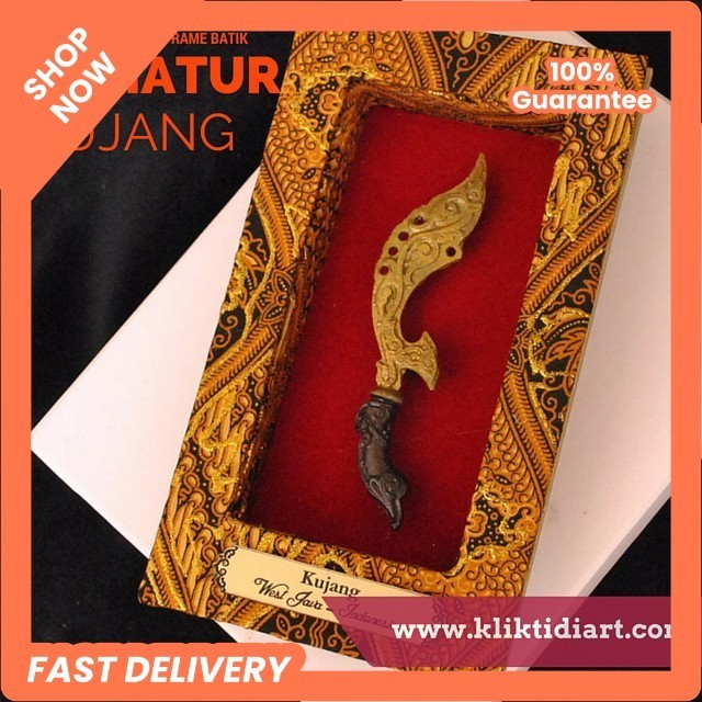 Plakat Unik Miniatur Kujang Frame Batik Eksklusif
