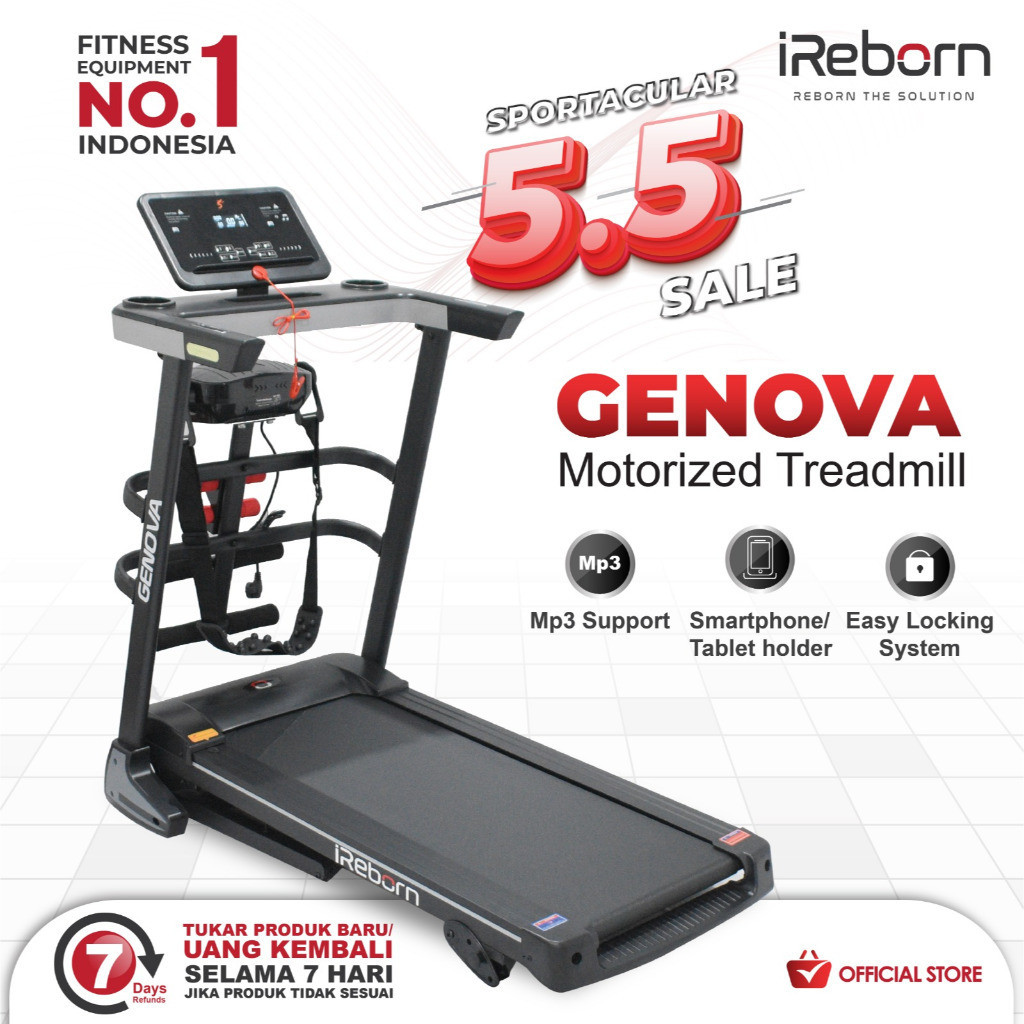 BIG SALE Treadmill Elektrik Alat Fitness IReborn Genova (BANDUNG)