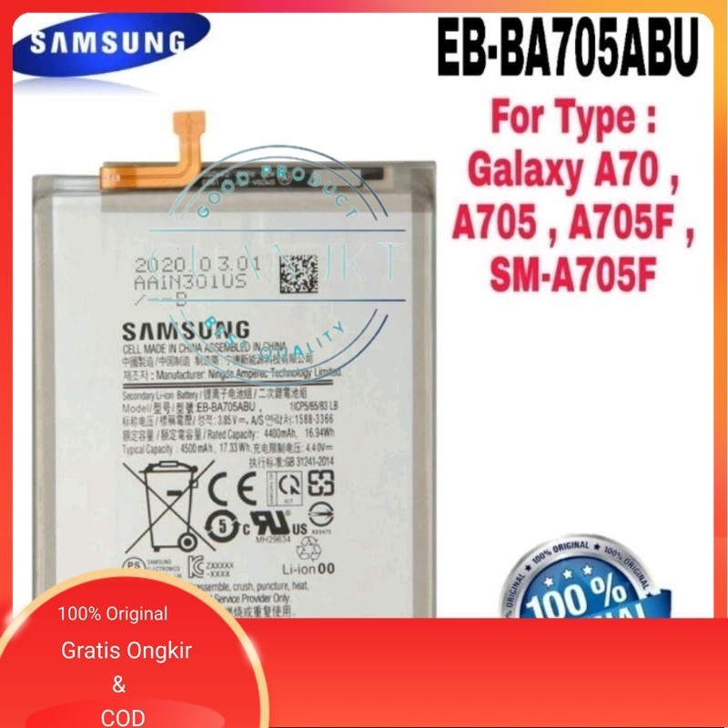 Original Baterai Battery Original Samsung Galaxy A70 A705 A705F SM-A705F EB-BA705ABU GARANSI