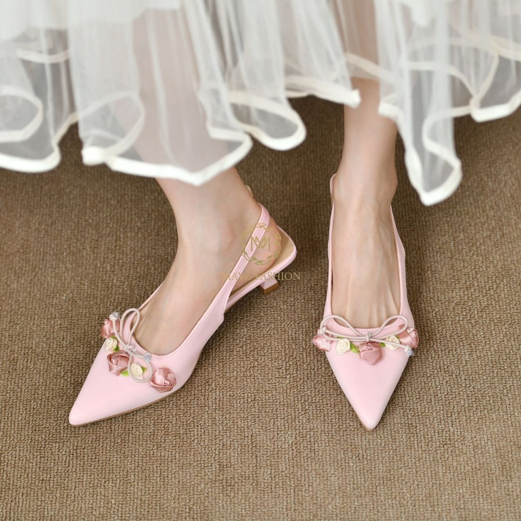 Heels Pesta Wanita Mewah 3cm Sepatu Flowery Wisuda Kondangan 1006