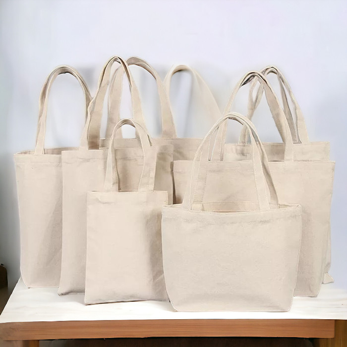 Tas Blacu Belanja Bahan Kain Tote Bag Canvas Polos Broken White NF
