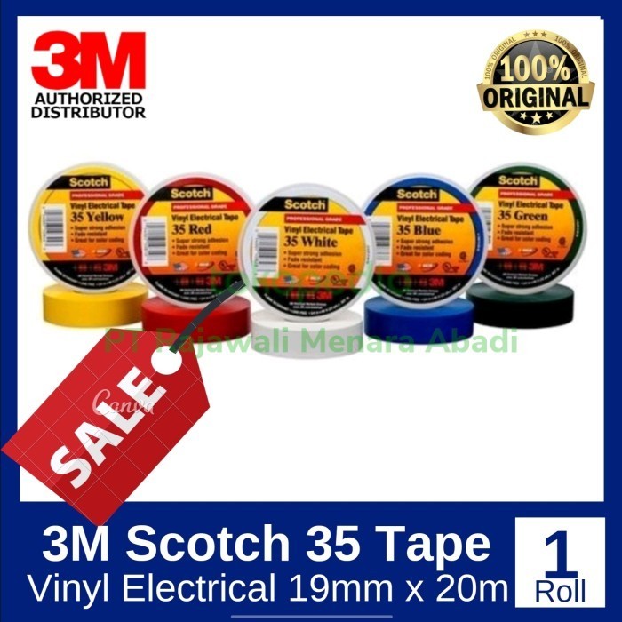 

3M Scotch 35 Vinyl Electrical Tape Isolasi Listrik (Varian Warna) JunDW