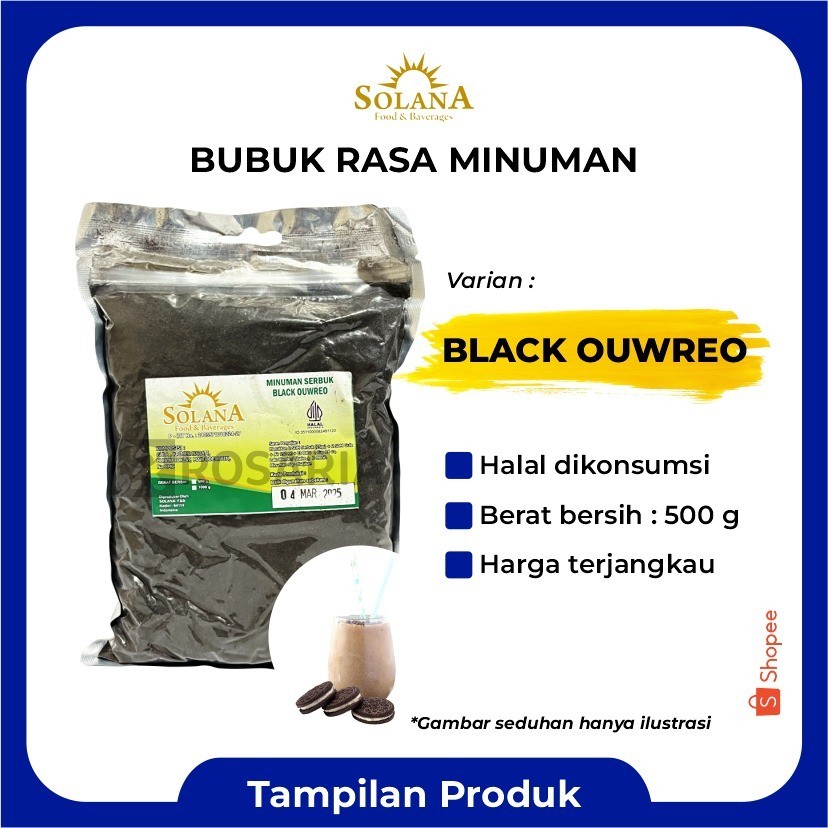 

Bubuk Rasa BLACK OUWREO Serbuk Minuman Oreo Merk SOLANA Premium Kekinian