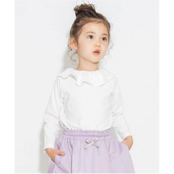 BAJU KAOS TSHIRT ELFINDOLL CLASSIC WHITE RUFFLE LONGSLEEVE ANAK PEREMPUAN