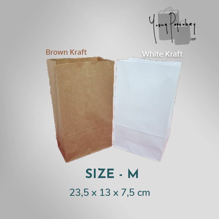 

Paper Bag / Kantong Kertas Kraft SOS Polos Size M 40 - Cokelat