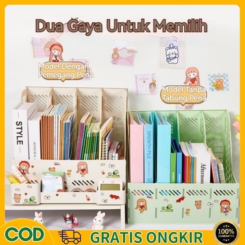 

[COD] Rak Buku Sekat /rak Buku Minimalis/desk Organizer /rak File Susun/ Perlengkapan Kantor Rak Penyimpanan Desktop Sekolah Siswa Meja Sederhana (kirim Stiker)