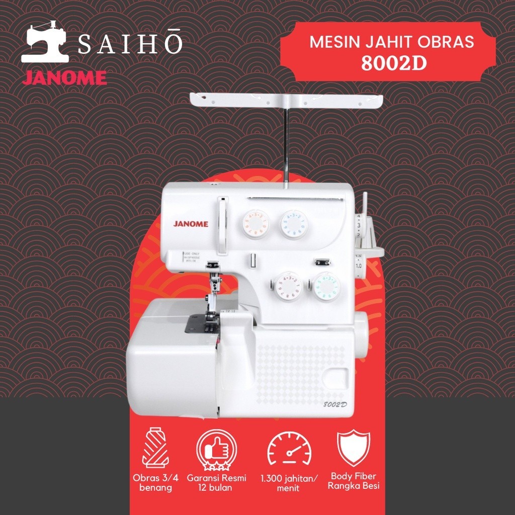 JANOME 8002D - Mesin Jahit Obras Portabel