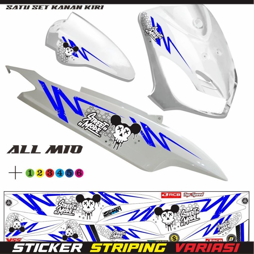 SETIKER STIKER LIS MIO OLD / STRIPING VARIASI MOTOR MIO SPORTY / MIO SMILE PUTIH STIKER SETIKER