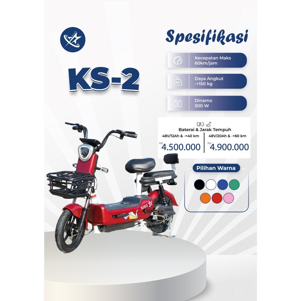 PROMO TOKOH Sepeda Listrik KISO Flagship KS-2 Sepeda Motor Listrik