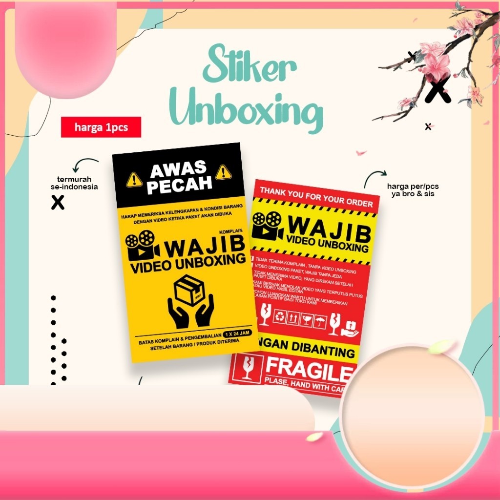 Promo Stiker Video Unboxing / Stiker Wajib Video Unboxing / Stiker Unboxing / Stiker Pengiriman