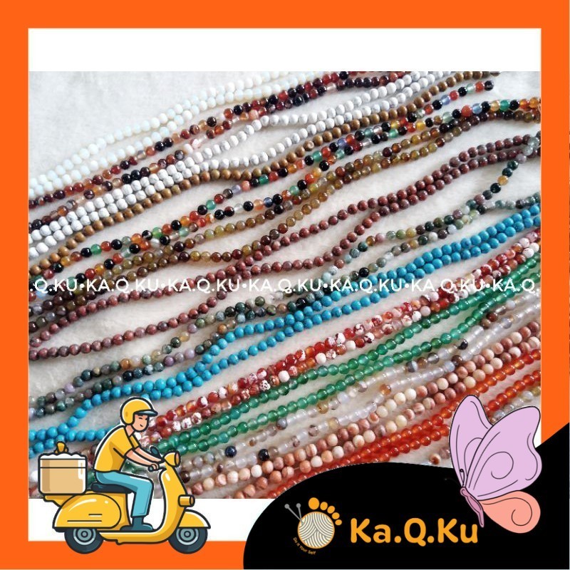 MANIK BATU ALAM BULAT NATURAL 6MM BATU GELANG