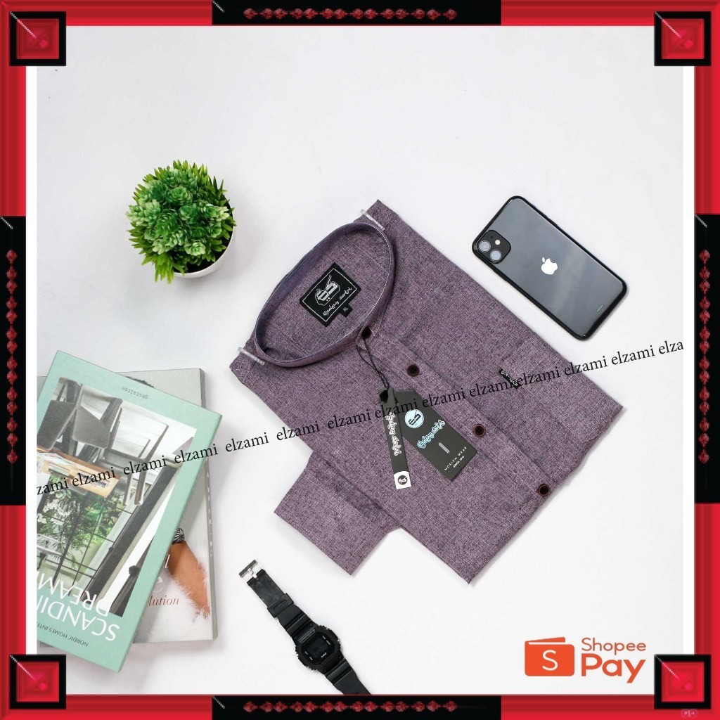 KAIN ADEM LEMBUT HALUS TEBAL / Baju Koko Kemeja Sanghai Lengan Panjang Warna Ungu Lavender Polos