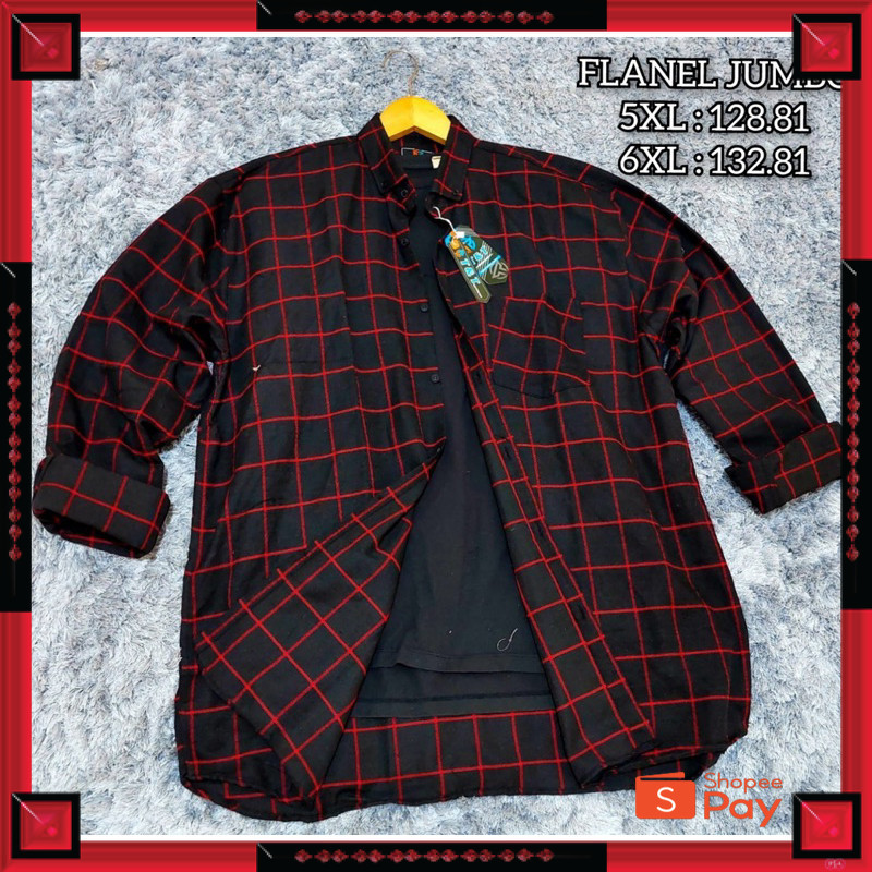 KAIN ADEM LEMBUT HALUS TEBAL / kemeja flanel jumbo pria 5XL 6XL lengan panjang - kemeja big size pri