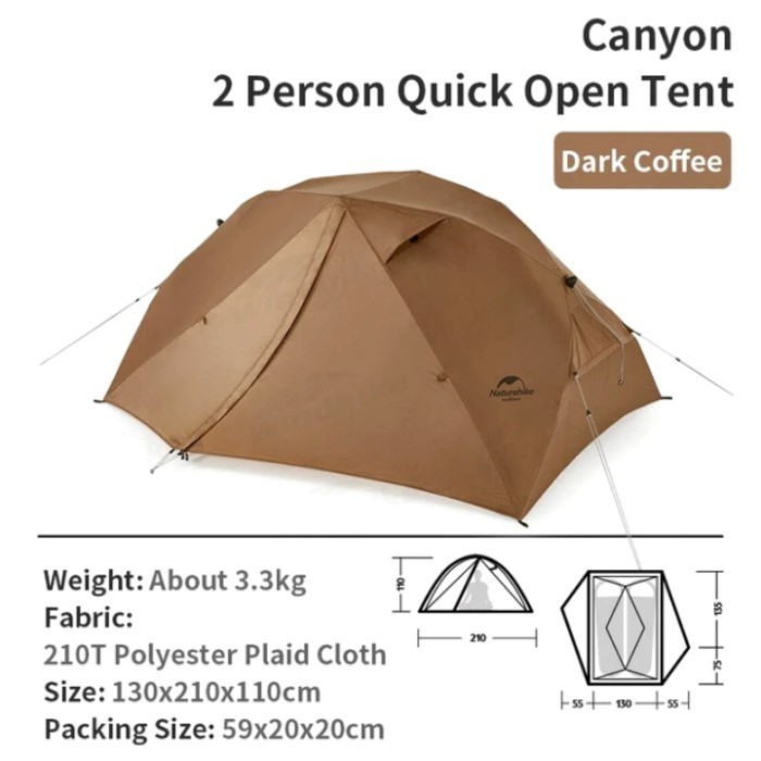 TENDA NATUREHIKE CANYON 2P NH22ZP005 210T ULTRALIGHT QUICK OPEN BUILT