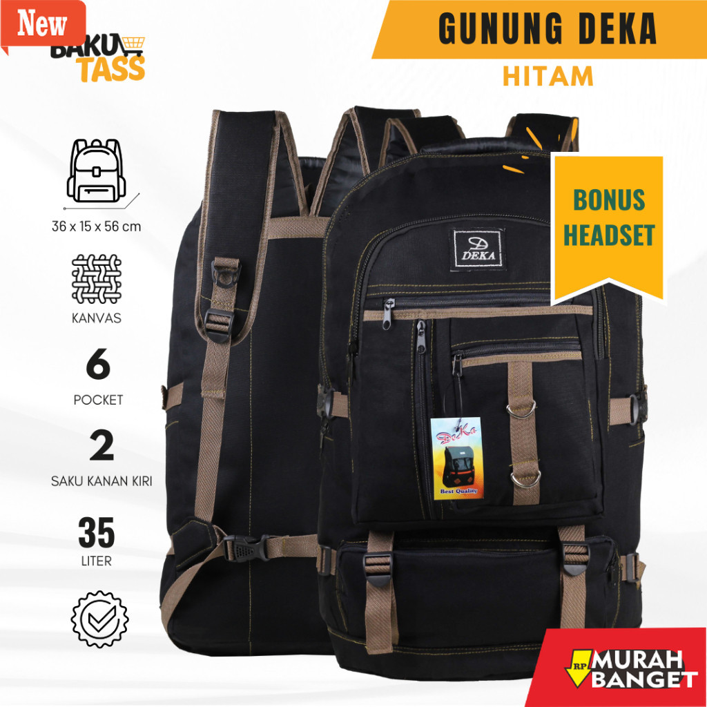 Tas Ransel Pria Kekinian BAKULTASS Ransel Tas Gunung Deka Hitam Carrier Outdoor Terbaru Backpack Hik