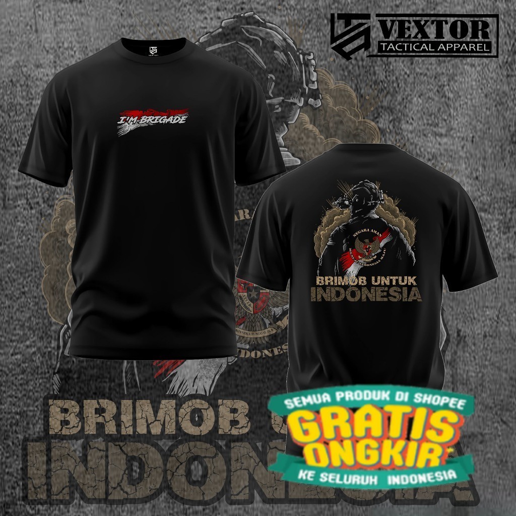 VEXTOR - Baju Kaos Atasan Dewasa Tactical Brimob Untuk Indonesia/ jumbo big size besar